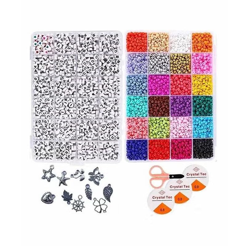 Bukela Bracelet Making Kit, Clay Beads Set for Jewelry Making Kids Adults Children Craft DIY Necklace Bracelets Letter Alphabet Colorful Acrylic Crafting Beads Kit Box with Accessories (Style A) - Image 1