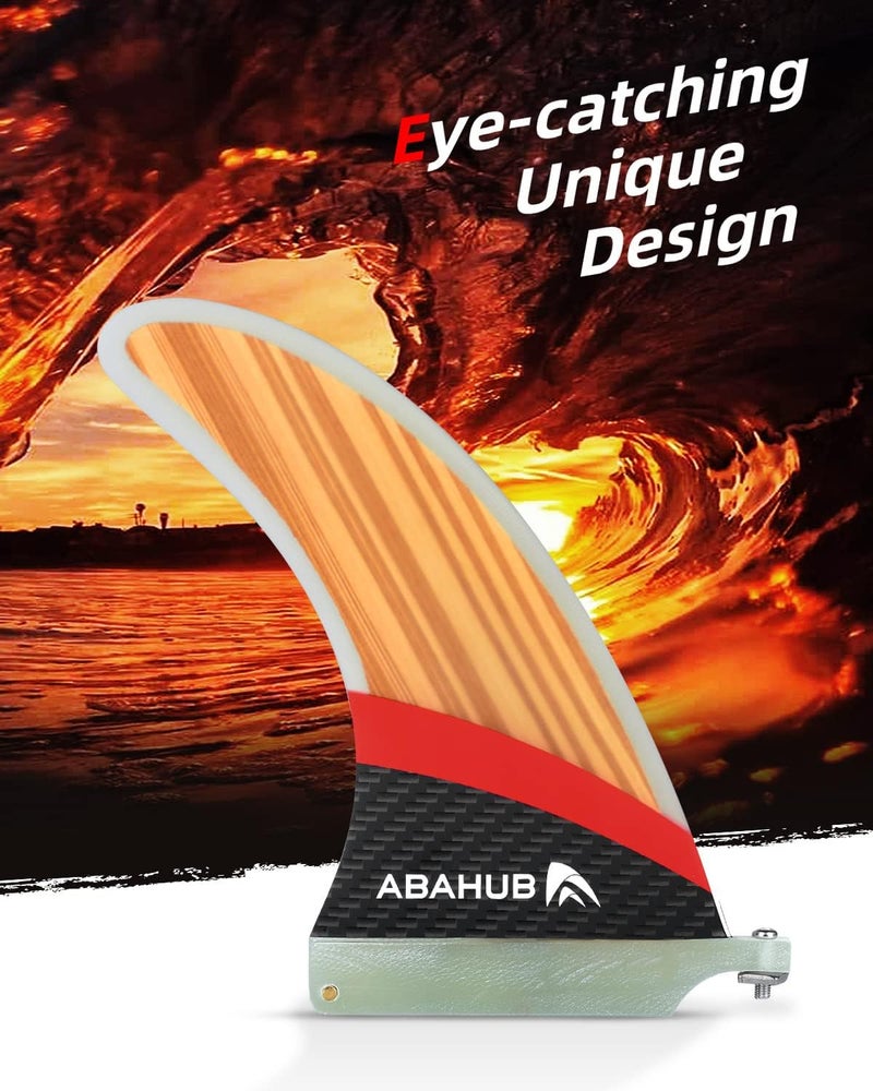 Abahub 8'' SUP Single Center Fin with 1 No Tool Fin Screw, Fiberglass Reinforeced 8 inch SUP Replacement Fins for Surfboard, Stand-up Paddle Board, Longboard, Black/Blue/White - Image 5