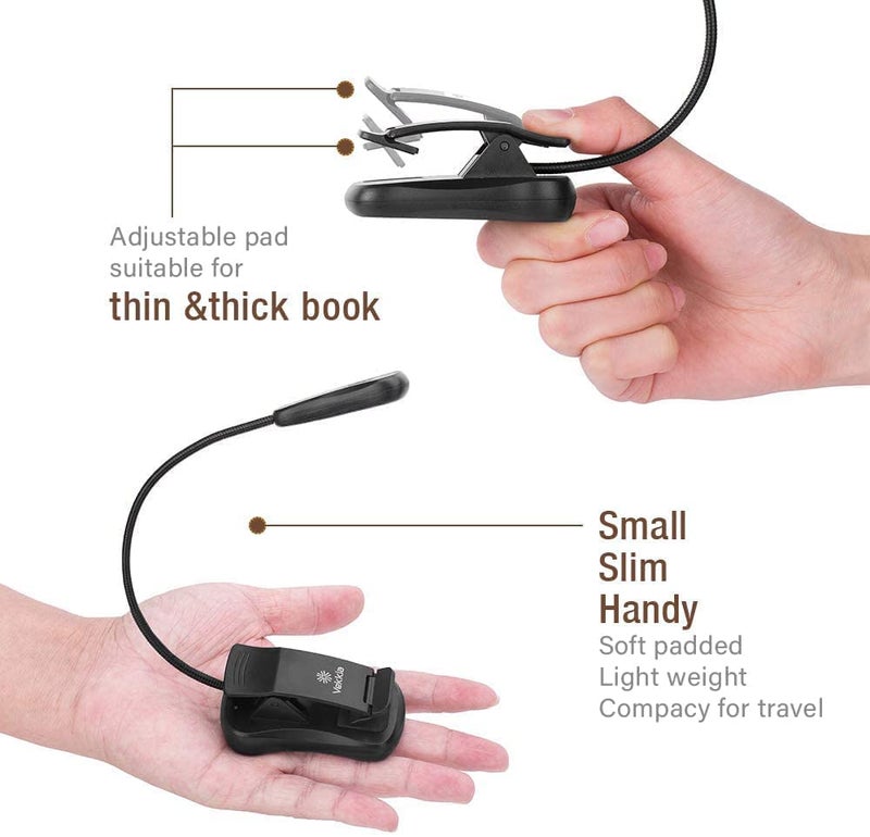 Vekkia 3000K Warm LED Rechargeable Book Light, Easy for Eyes, Clip on Reading Lights for Books in Bed, Car & Travel, Lightweight Slim 2.1 oz. Great for Readers - Image 5