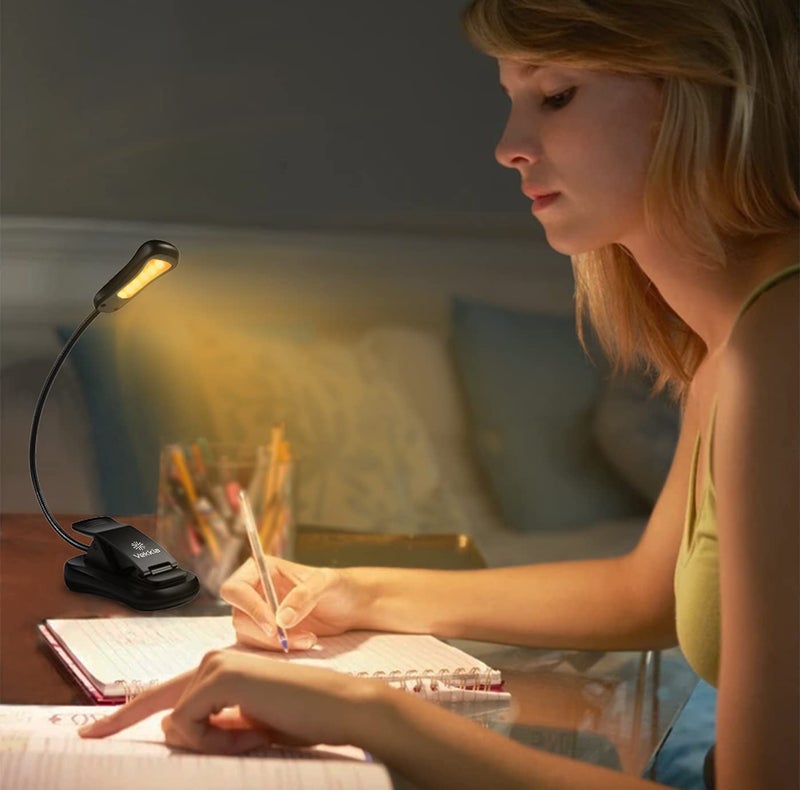 Vekkia 3000K Warm LED Rechargeable Book Light, Easy for Eyes, Clip on Reading Lights for Books in Bed, Car & Travel, Lightweight Slim 2.1 oz. Great for Readers - Image 2