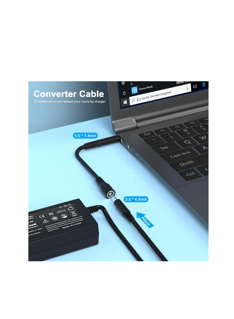 Terabyte شاحن لابتوب 65 واط لديل لاتيتيود 13 3301 3310 3390 14 3400 3410 3420 3490 15 3500 3510 3520 3590 فوسرو 13 5301 5390 14 5401 5402 5490 15 3558 3559 - محول مدرج من UL - Image 4