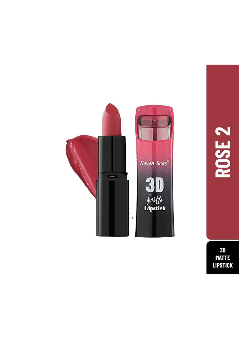 Seven Seas Seven Seas 3D Matte Velvet Finish Full Coverage Matte Long Lasting Lipstick Smooth Application Transferproof and Smudge Proof Highly Pigemented Lipstick for Women Rose 2  - Image 1