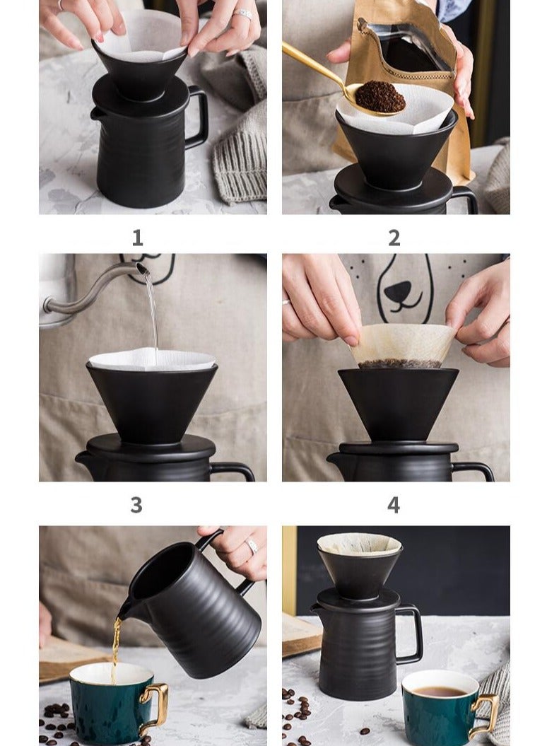 Pour Over Coffee Maker Set, Ceramic Pourover Coffee Dripper and Decanter, V60 Coffee Filter Drip Brewer and Coffee Pot  - Image 5