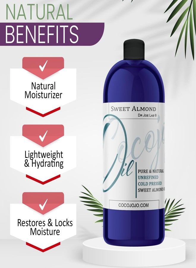 cocojojo Sweet Almond Oil - Face Skin Hair Cold Pressed 32 oz Natural Pure Massage Antioxidant Extra Virgin Unrefined - Image 4