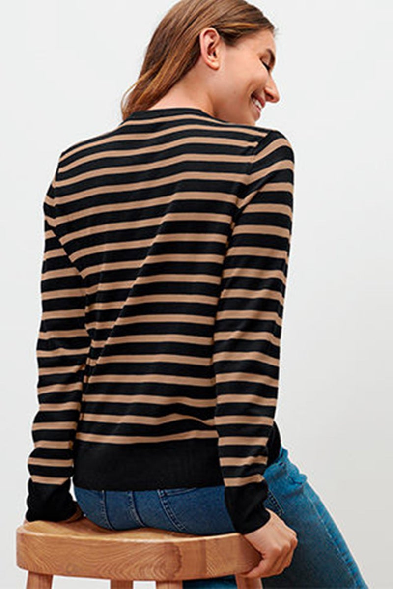 Tchibo Women Round Neck Stripe Cardigan, Navy - Image 2