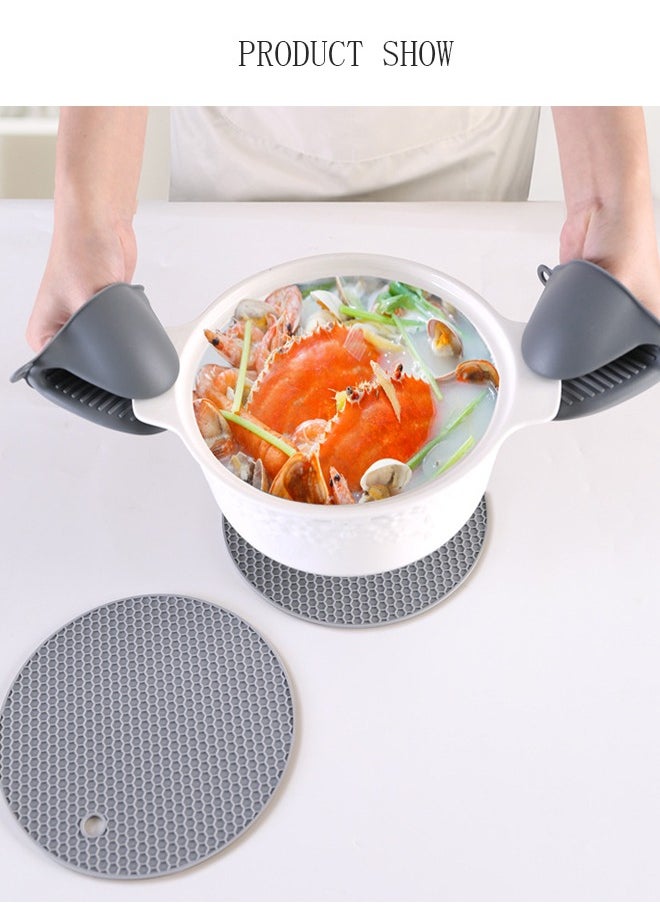 DUNISO Silicone Oven Mitts and Potholders Set, Heat Resistant Mittens with Mini Gloves Hot Pads, for Kitchen Baking Cooking  - Image 2