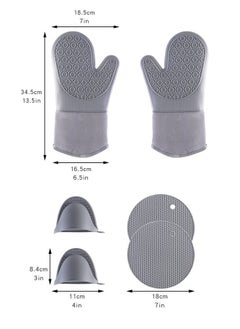 DUNISO Silicone Oven Mitts and Potholders Set, Heat Resistant Mittens with Mini Gloves Hot Pads, for Kitchen Baking Cooking  - Image 4
