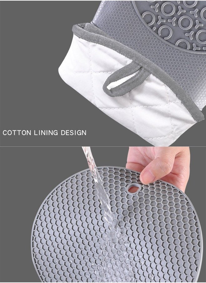 DUNISO Silicone Oven Mitts and Potholders Set, Heat Resistant Mittens with Mini Gloves Hot Pads, for Kitchen Baking Cooking  - Image 5