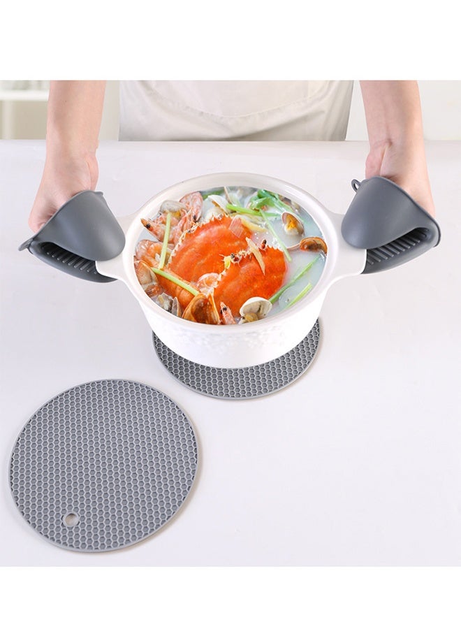 DUNISO مجموعة قفازات الفرن وحوامل الأكواب من السيليكون، قفازات مقاومة للحرارة مع قفازات صغيرة وسادات ساخنة، للطهي والخبز في المطبخ - Image 4