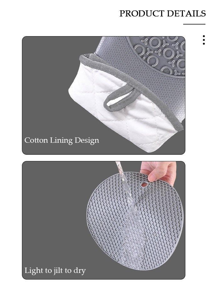 DUNISO مجموعة قفازات الفرن وحوامل الأكواب من السيليكون، قفازات مقاومة للحرارة مع قفازات صغيرة وسادات ساخنة، للطهي والخبز في المطبخ - Image 3