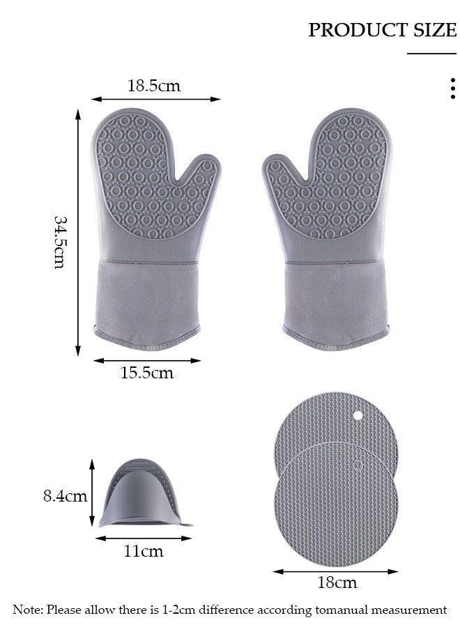 DUNISO مجموعة قفازات الفرن وحوامل الأكواب من السيليكون، قفازات مقاومة للحرارة مع قفازات صغيرة وسادات ساخنة، للطهي والخبز في المطبخ - Image 2