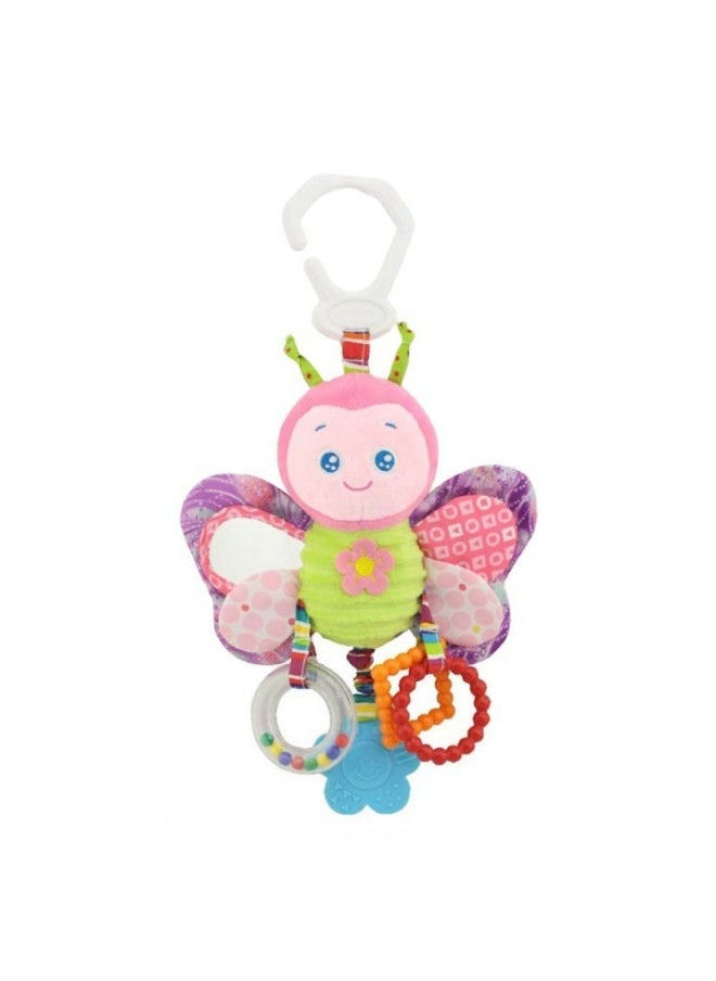Generic - Happy Monkey Baby Animal Rattle Bed Hanging Newborn Baby With Teeth Rubber Bb Ring Paper Car Hanging-Color:H026D Multi-eared Rabbit - Image 1