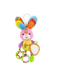 Happy Monkey Baby Animal Rattle Bed Hanging Newborn Baby With Teeth Rubber Bb Ring Paper Car Hanging-Color:H026D Multi-eared Rabbit