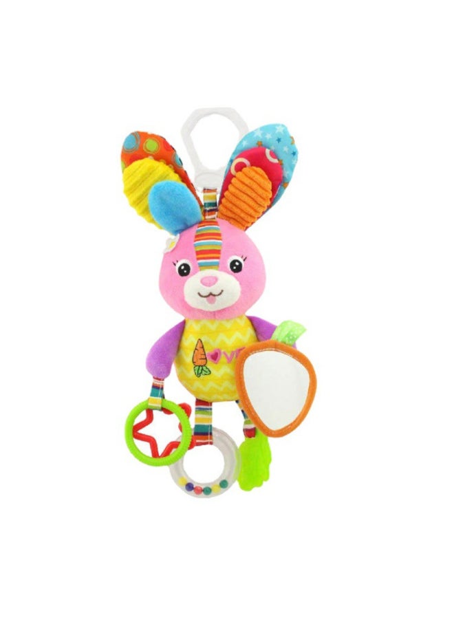 Generic - Happy Monkey Baby Animal Rattle Bed Hanging Newborn Baby With Teeth Rubber Bb Ring Paper Car Hanging-Color:H026D Multi-eared Rabbit - Image 1