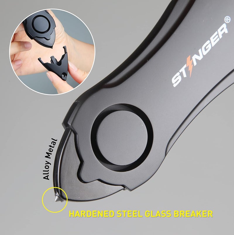 STINGER Personal Safety Alarm Keychain Emergency Tool, Panic Alarm Siren, Seatbelt Cutter, Car Window Breaker, Safety Device for Women Kid, 140 dB Siren (Black) - Image 5