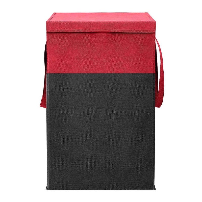 TECHMILLY TECHMILLY (75 LTR) 2 Pcs Clothes Basket Toy Storage Box | Foldable Laundry Bag | Lid & Handles | Clothes Dress Bin | Washing Cloth Basket | Dhakkan Box|Red - Image 4