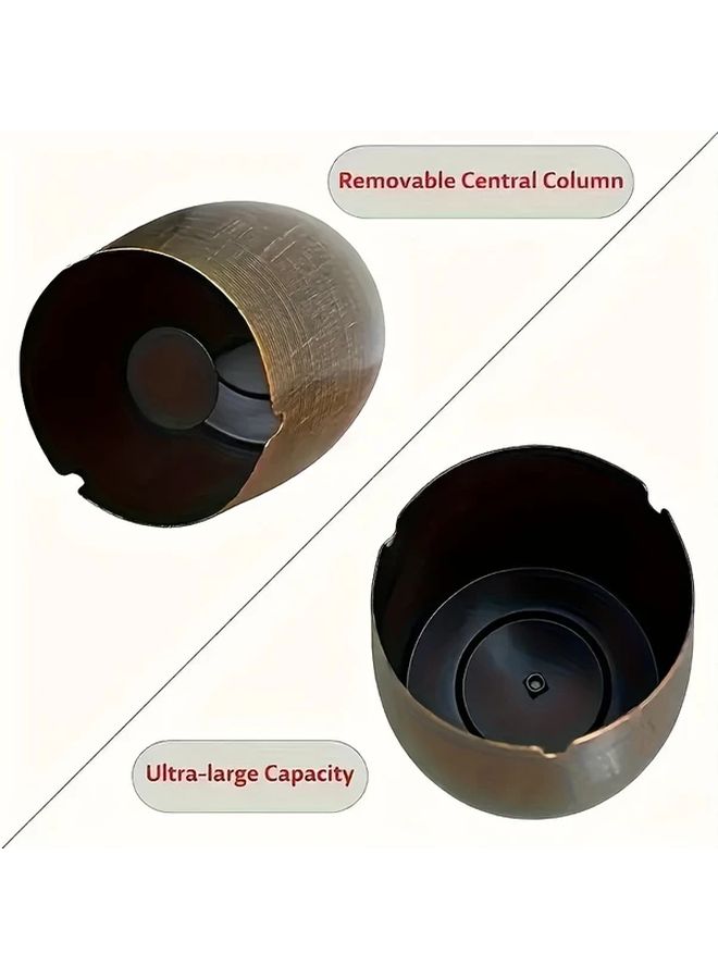 Outdoor Metal Ashtray 1pc With Lid Windproof Rainproof Nonslip Base For Home Office Balcony Decoration No Electricity Needed - Image 5