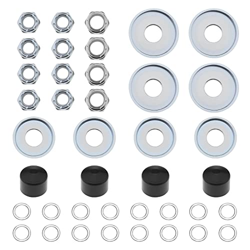 Create idea 2 Sets Universal Skateboard/Skate Truck Rebuild Kit Includes Top/Bottom Bushing Washers Pivot Cups Kingpin Nuts Axle Nuts Speed Rings - Image 1