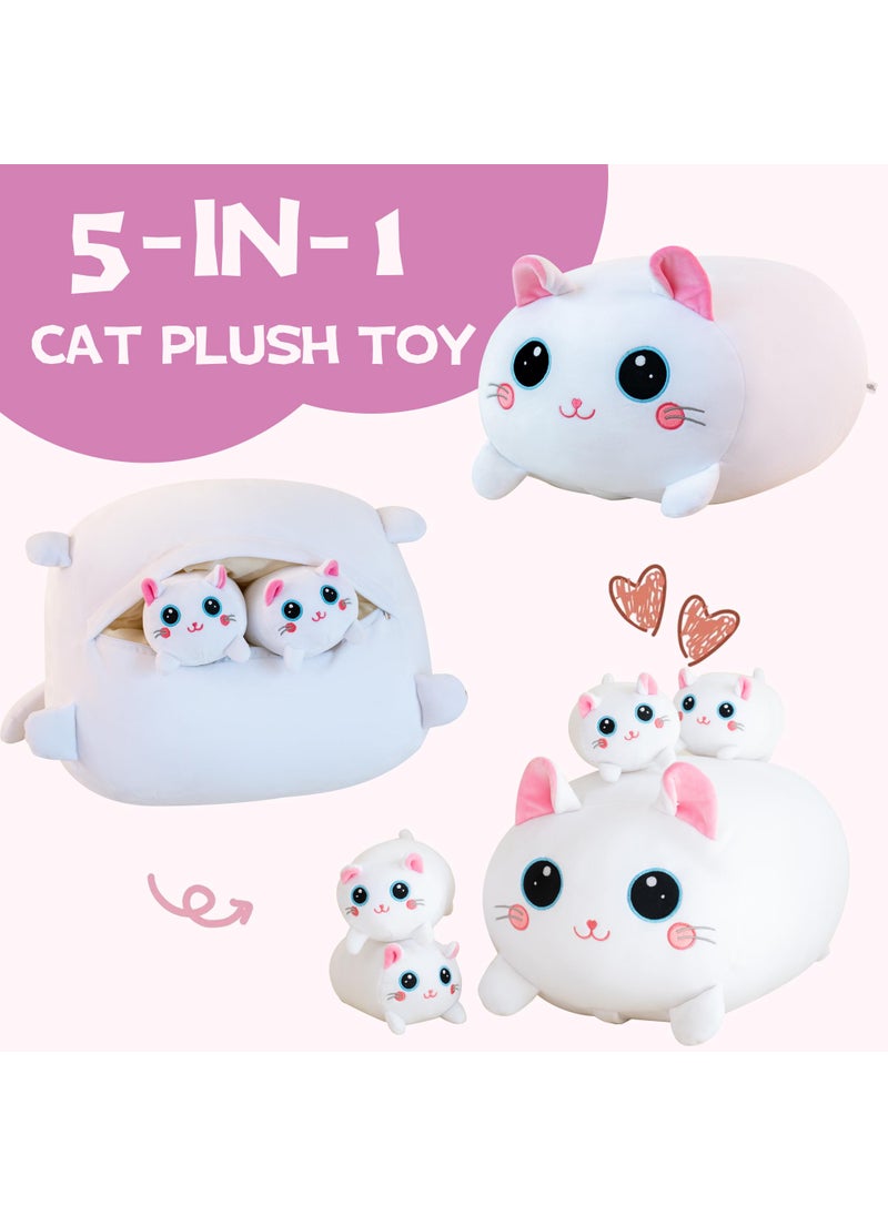 Gudisi Gudisi Cat Plush Valentines Day Stuffed Animals with 4 Kitties Plushies 16"" Soft Jumbo Pillow Gifts for Kids Him Her Girlfriend Boyfriend  - Image 2