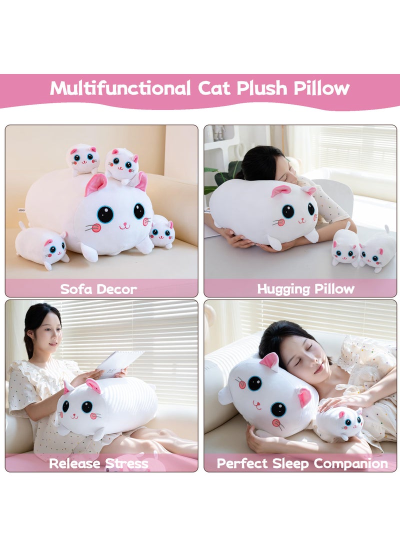 Gudisi Gudisi Cat Plush Valentines Day Stuffed Animals with 4 Kitties Plushies 16"" Soft Jumbo Pillow Gifts for Kids Him Her Girlfriend Boyfriend  - Image 4