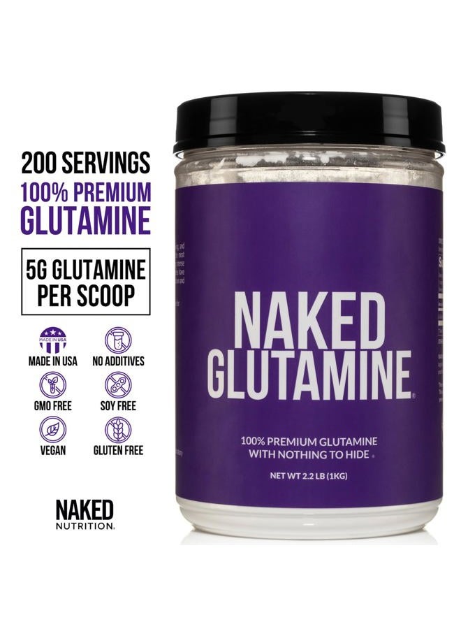 NAKED nutrition Pure L-Glutamine Made in The USA - 200 Servings - 1,000g, 2.2lb Bulk, Vegan, Non-GMO, Gluten and Soy Free. Minimize Muscle Breakdown & Improve Protein Synthesis. No Additives - Image 2