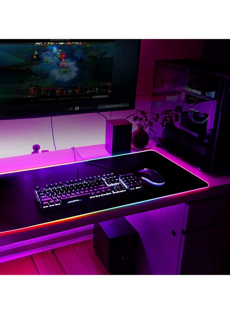 تكوفن لوحة ماوس كبيرة TKOOFN RGB مقاس 800 × 300 × 3 مم، لوحة مفاتيح ملونة بإضاءة LED لوحة ماوس للعب، لوحة مكتب كبيرة ممتدة للكمبيوتر المحمول مقاس 800 × 300 مم  - Image 3