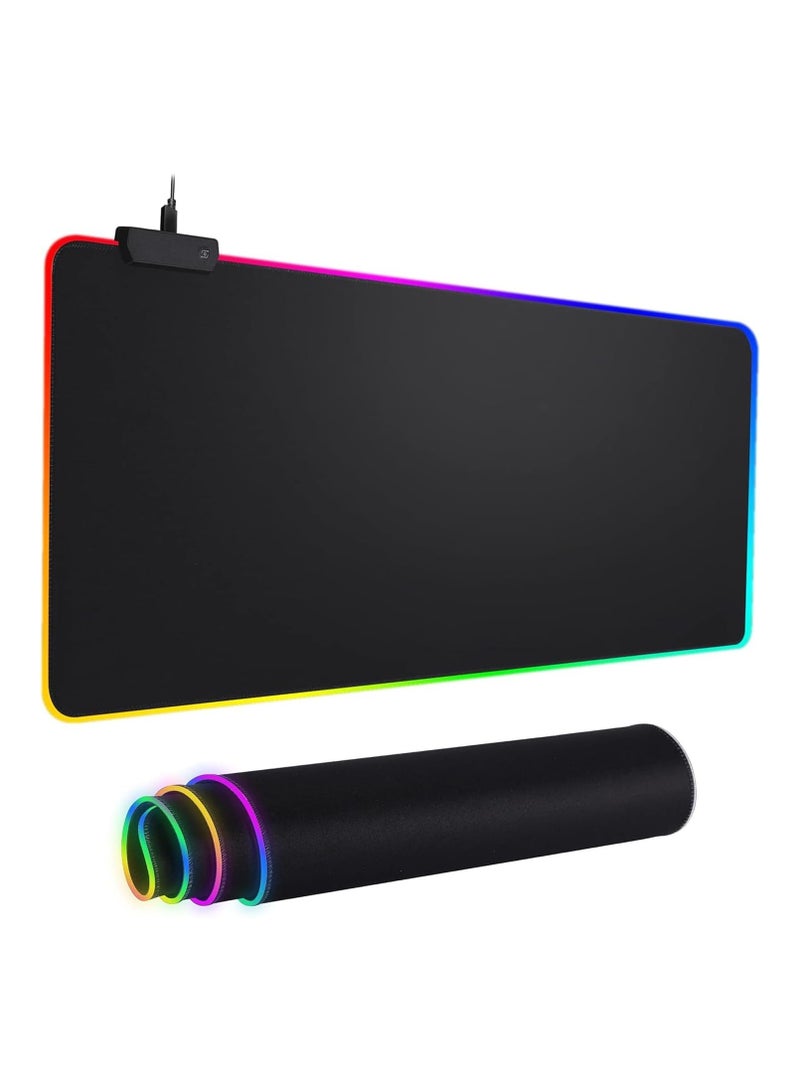 تكوفن لوحة ماوس كبيرة TKOOFN RGB مقاس 800 × 300 × 3 مم، لوحة مفاتيح ملونة بإضاءة LED لوحة ماوس للعب، لوحة مكتب كبيرة ممتدة للكمبيوتر المحمول مقاس 800 × 300 مم  - Image 1