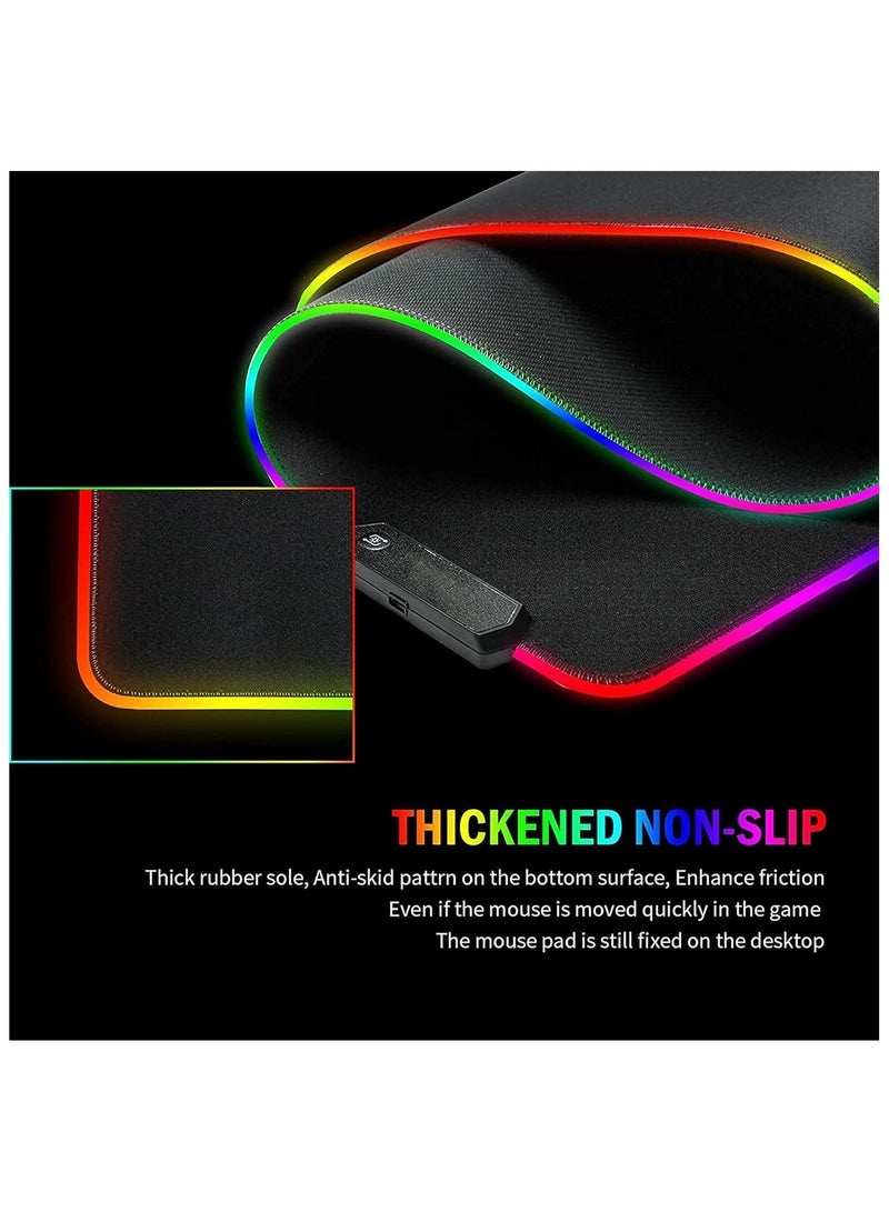 تكوفن لوحة ماوس كبيرة TKOOFN RGB مقاس 800 × 300 × 3 مم، لوحة مفاتيح ملونة بإضاءة LED لوحة ماوس للعب، لوحة مكتب كبيرة ممتدة للكمبيوتر المحمول مقاس 800 × 300 مم  - Image 2