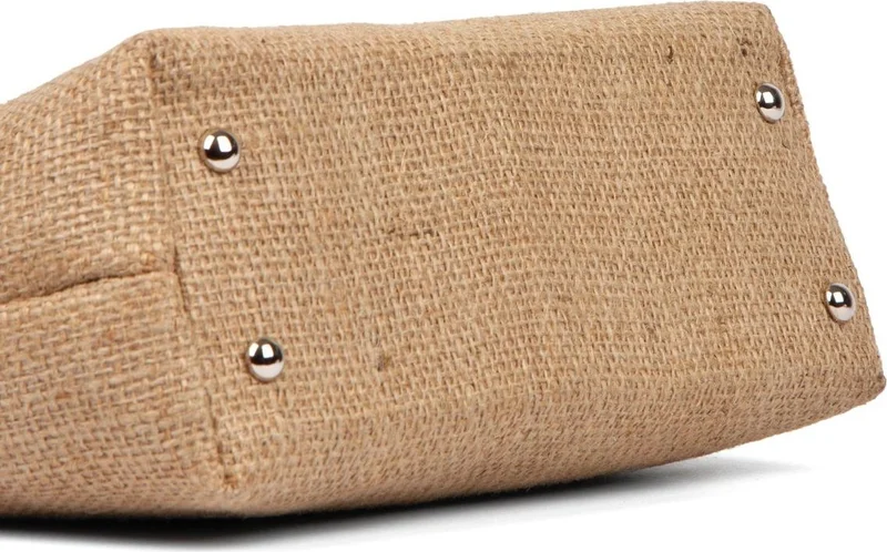 Bahels Women's Coffee Color Detailed Jute Straw Portfolio & Clutch Bag