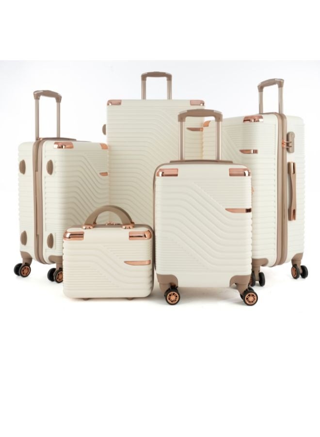 LIMRA Luggage set 5 pieces travel Bags with a distinctive design from limra Beige/gold - Image 1