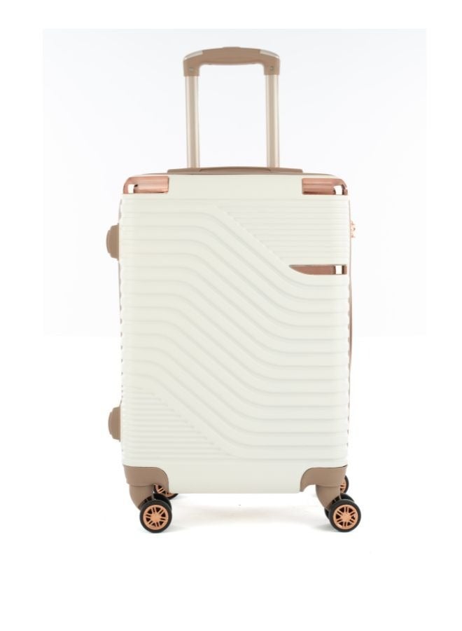 ليمرا طقم شنط سفر مكون من 5 حقائب أمتعة بـ 4 عجلات بتصميم صلب و حديث بيج/ذهبي - Image 3