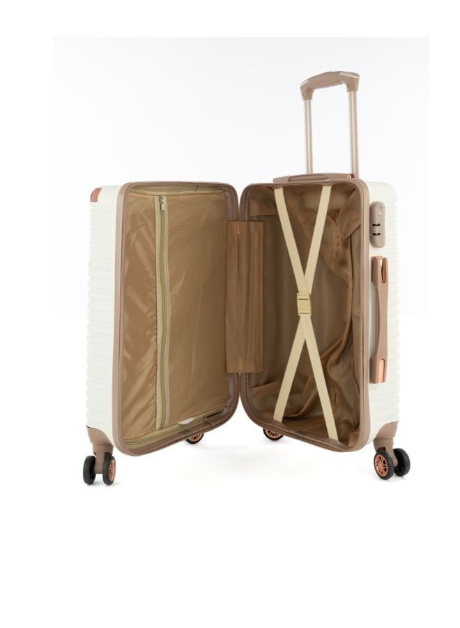 ليمرا طقم شنط سفر مكون من 5 حقائب أمتعة بـ 4 عجلات بتصميم صلب و حديث بيج/ذهبي - Image 5