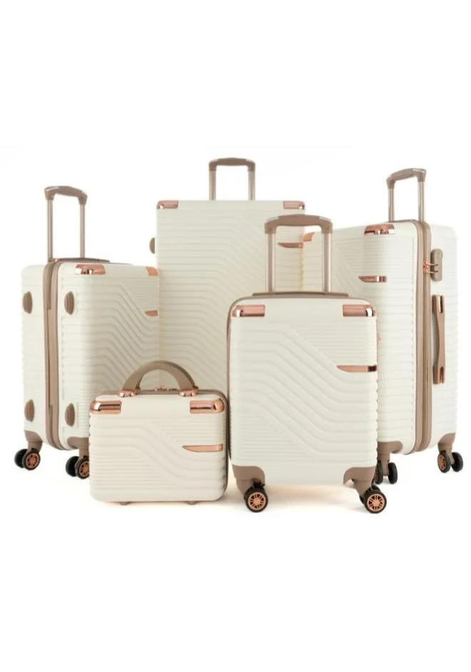 LIMRA Luggage set 5 pieces travel Bags with a distinctive design from limra Beige/gold