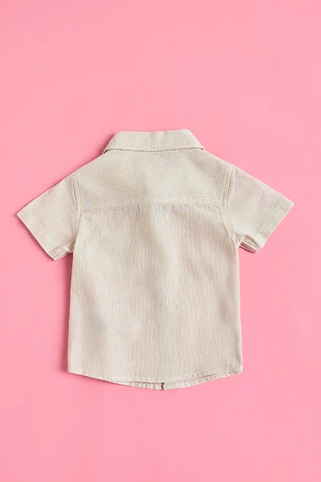 أر أند بي Pocket Front Shirt with Classic Collar and Short Sleeves