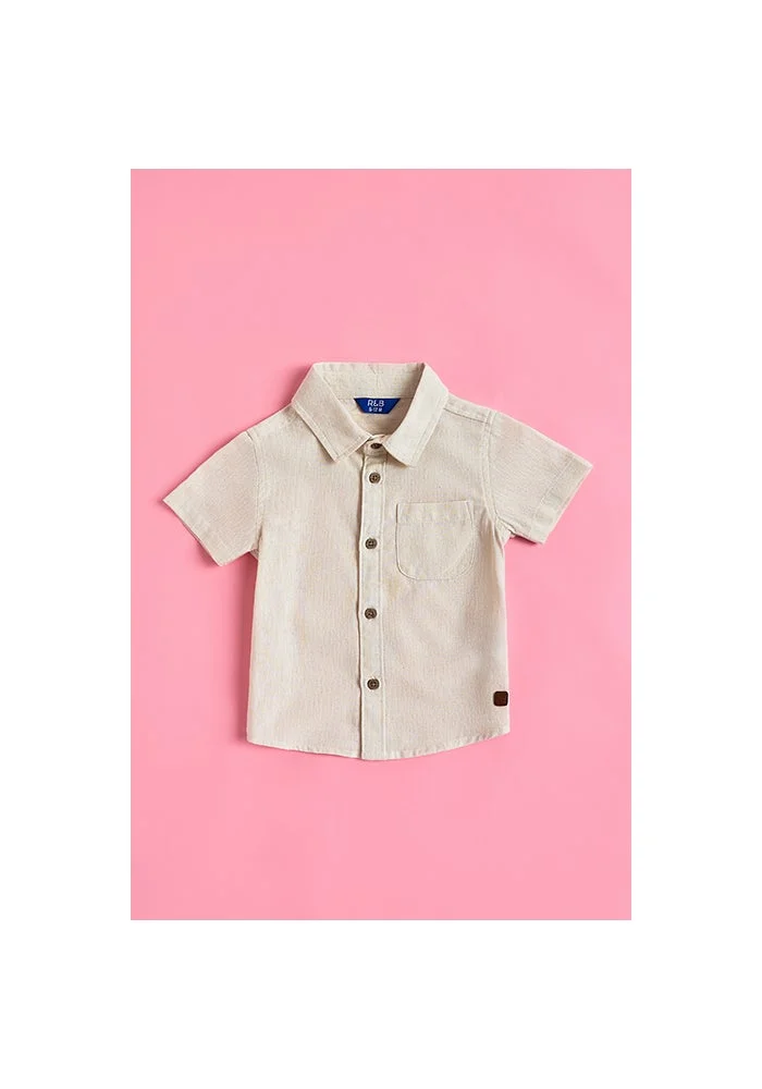 أر أند بي Pocket Front Shirt with Classic Collar and Short Sleeves