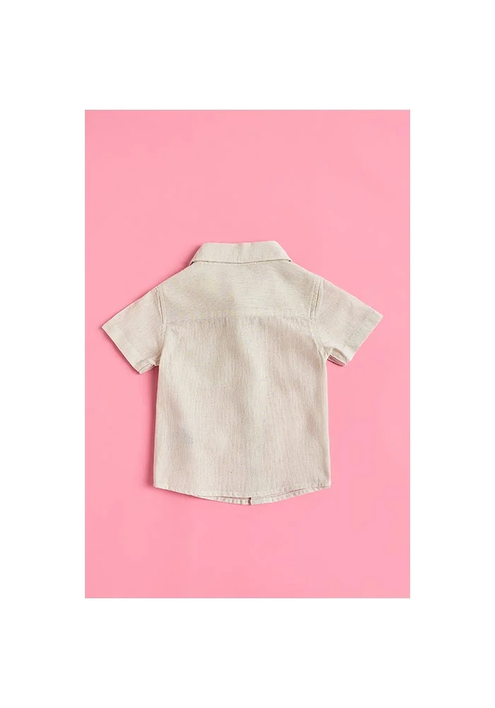 أر أند بي Pocket Front Shirt with Classic Collar and Short Sleeves