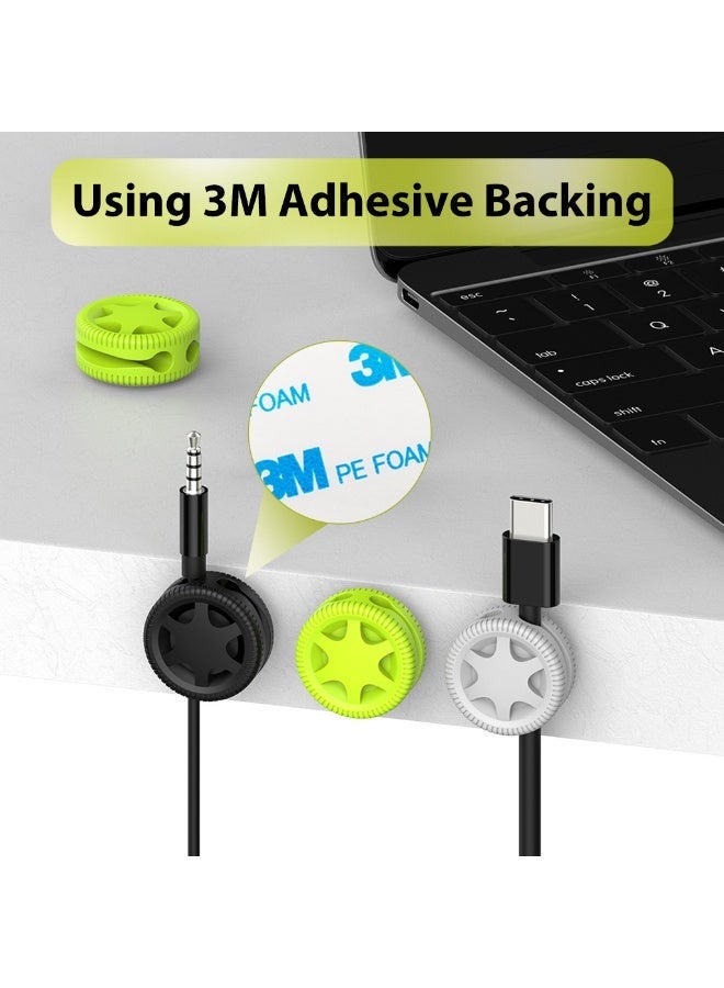 HASTHIP® 6 Pack Cable Holder Clips, Fluorescent Self-Adhesive Silicone Cable Management Organizer, Cord Clips Multipurpose Durable Cord Keeper for Wire Management in Home, Office, Desk, Car, Wall - Image 3