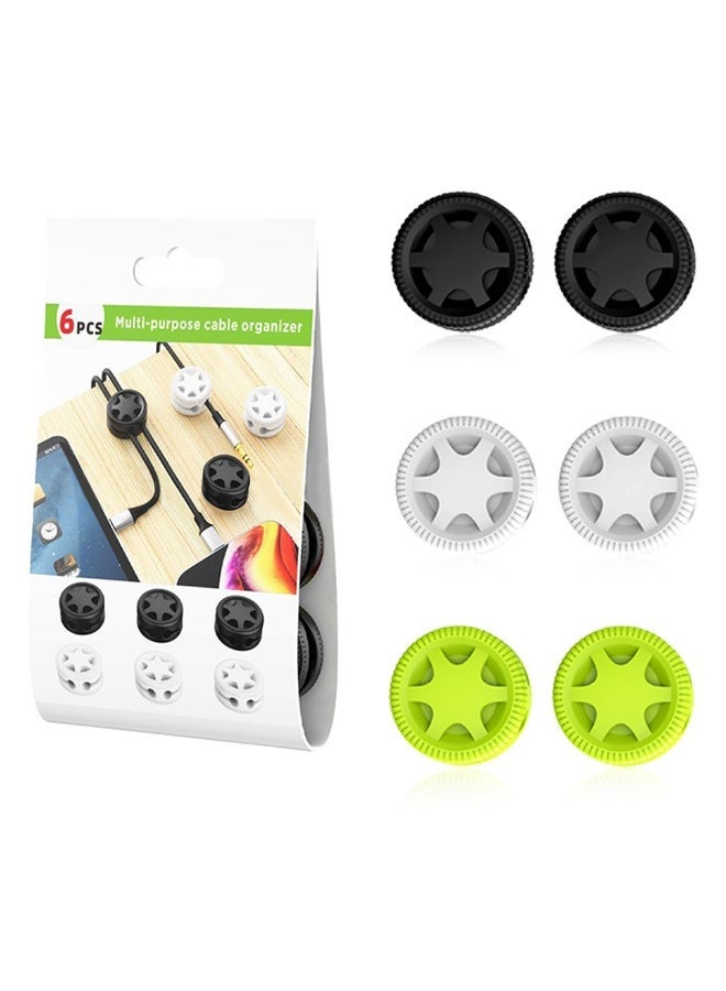 HASTHIP® 6 Pack Cable Holder Clips, Fluorescent Self-Adhesive Silicone Cable Management Organizer, Cord Clips Multipurpose Durable Cord Keeper for Wire Management in Home, Office, Desk, Car, Wall - Image 1