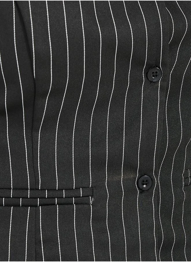 Styli Striped Waistcoat with Button Detail