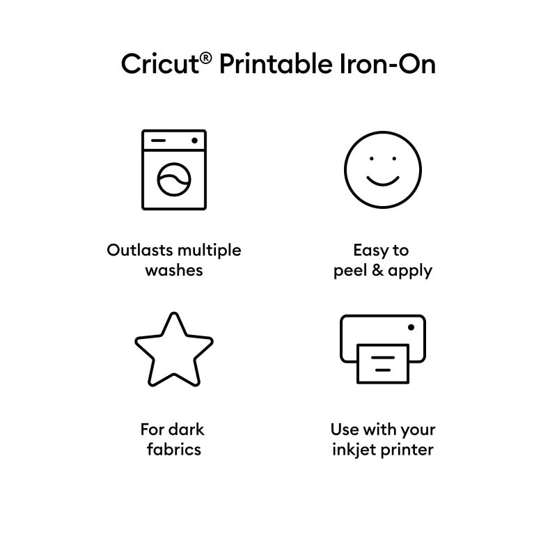 Cricut Printable Iron-On for Dark Fabrics, 10 sheets (8.5" x 11") - Print HTV Compatible with Inkjet Printers - For Joy Xtra, Explore, & Maker Machines - Image 3