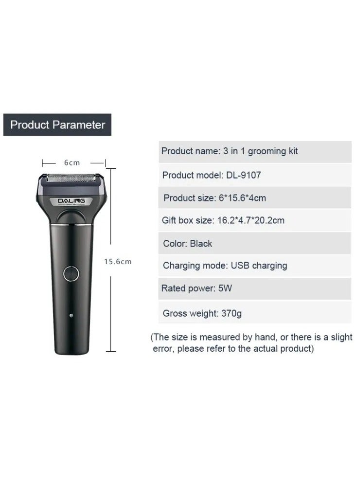 DALING DL-9103 3 In 1 Rechargeable Hair Clipper Shaver beard Styling Hair Removal machine - black - Image 3