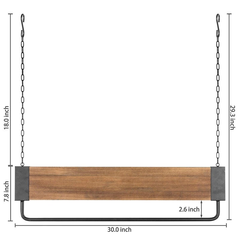 INDIAN DECOR INDIAN DECOR 88344 Classic Industrial Black Metal MDF Wood Garment Rod with Hanging Chain  - Image 5