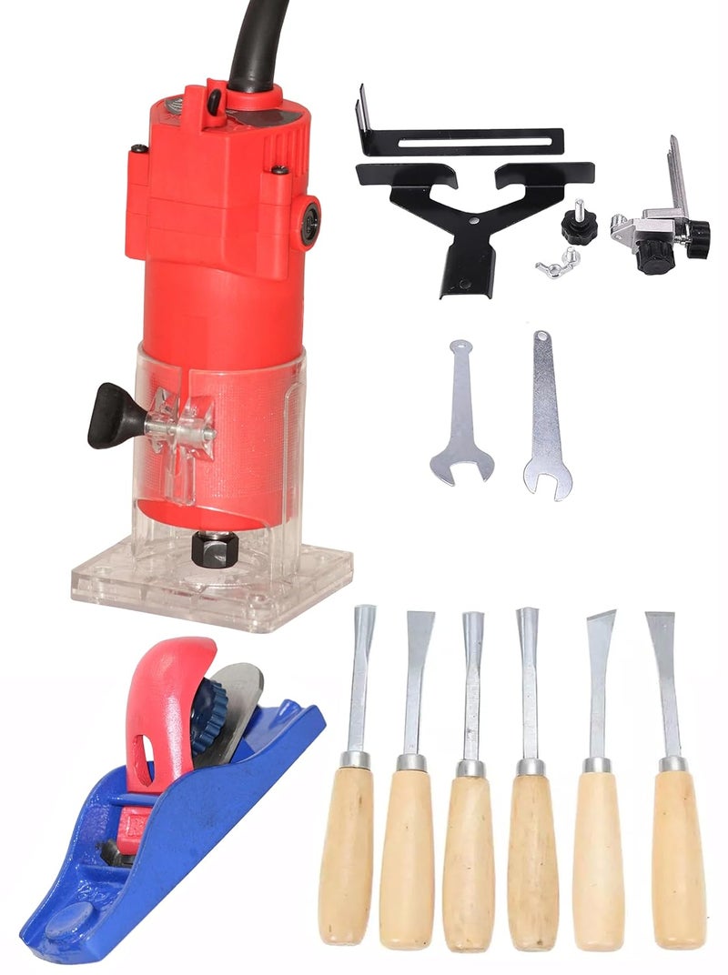 Digital Craft Digital Craft 30000 RPM Woodworking Electric Trimmer 1000W Wood Milling Engraving Slotting Machine Hand Carving Router Machine Electric Trimmer Machine5Inch Hand Planer6Pc Wood Carving Set  - Image 1