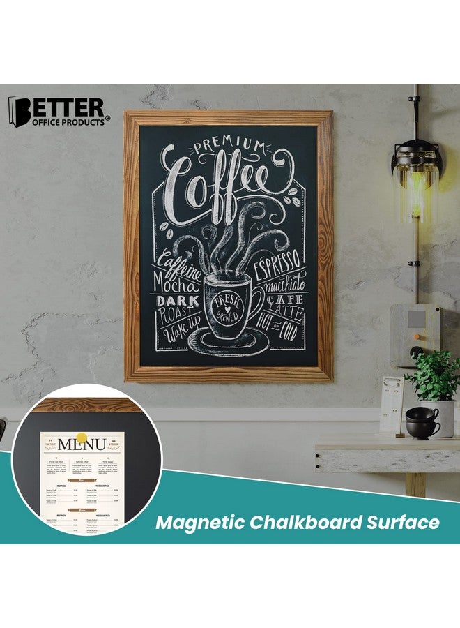 Better Office Products Magnetic Wall Chalkboard Large Size 18" X 24" Rustic Wood Frame Chalkboard Sign Vertical Or Horizontal Wall Mount Includes Chalk And Eraser(Rustic Brown) - Image 2