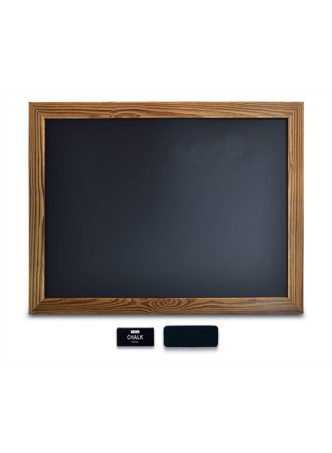 Better Office Products Magnetic Wall Chalkboard Large Size 18" X 24" Rustic Wood Frame Chalkboard Sign Vertical Or Horizontal Wall Mount Includes Chalk And Eraser(Rustic Brown) - Image 1