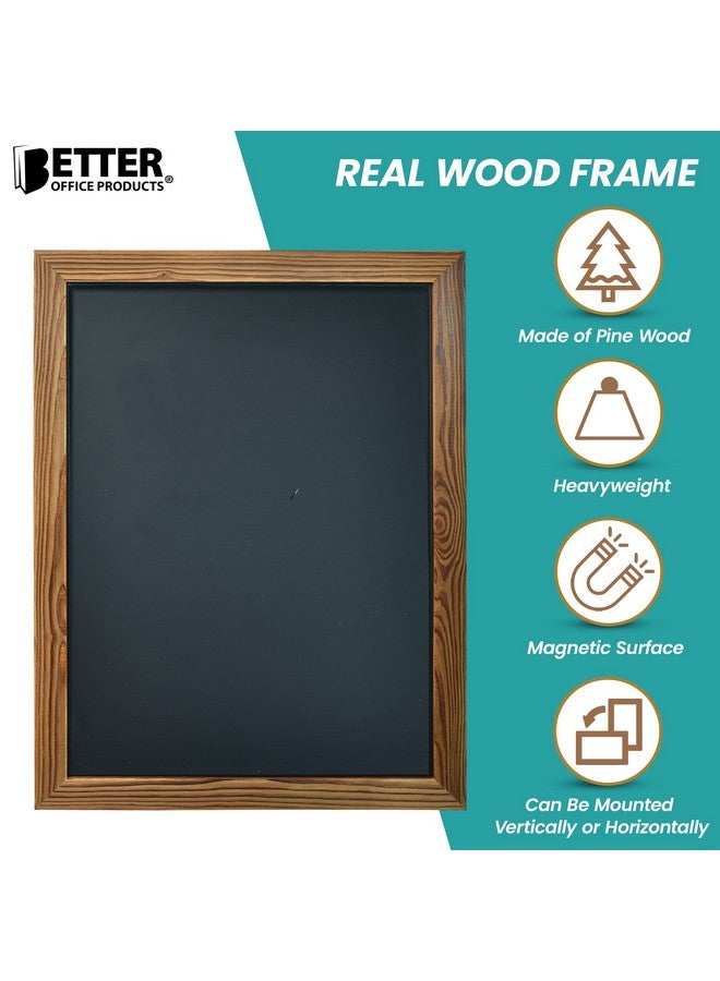 Better Office Products Magnetic Wall Chalkboard Large Size 18" X 24" Rustic Wood Frame Chalkboard Sign Vertical Or Horizontal Wall Mount Includes Chalk And Eraser(Rustic Brown) - Image 3