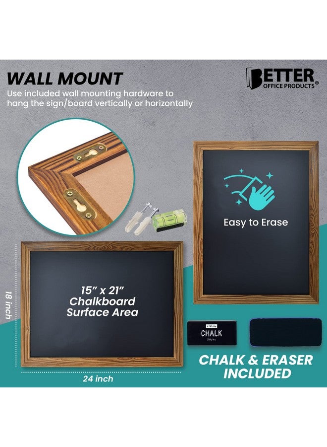 Better Office Products Magnetic Wall Chalkboard Large Size 18" X 24" Rustic Wood Frame Chalkboard Sign Vertical Or Horizontal Wall Mount Includes Chalk And Eraser(Rustic Brown) - Image 4