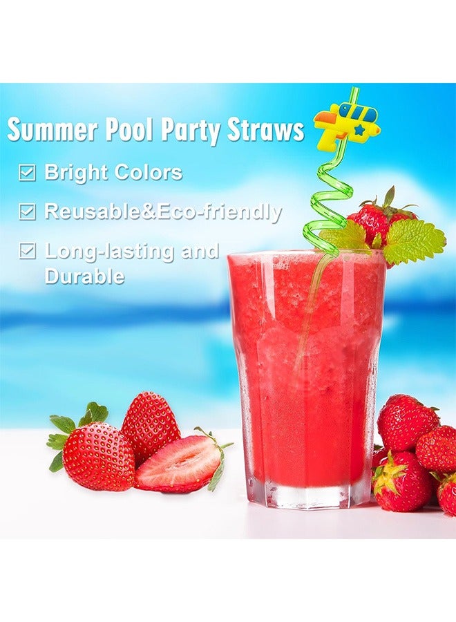 Loquat 8 Pcs Pool Beach Party Plastic Straws, Summer Party Decorations Supplies, Summer Party Gifts for Kids - Image 4