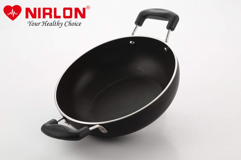 NIRLON Non-Stick Aluminium Induction Compatible Deep Kadhai Without Lid (3 LTR, black) - Image 2
