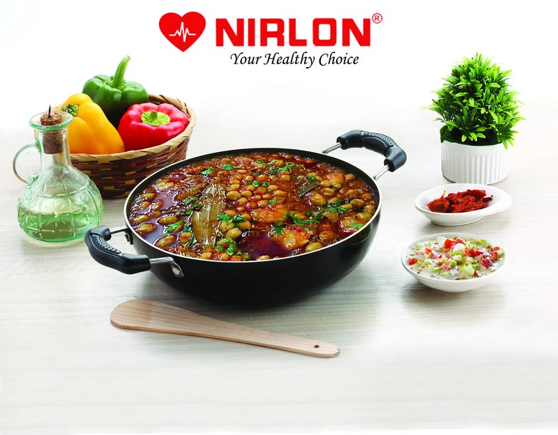 NIRLON Non-Stick Aluminium Induction Compatible Deep Kadhai Without Lid (3 LTR, black) - Image 5